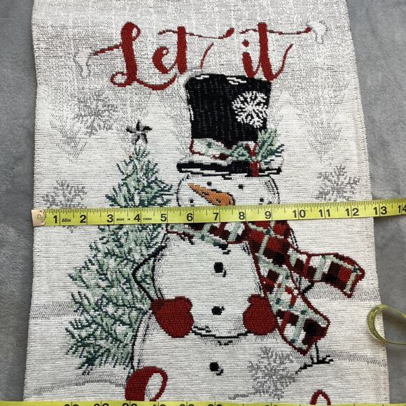 Christmas Snowman Tapestry Table Runner White Red Mainstream Intl 13"x74" - Picture 4 of 6